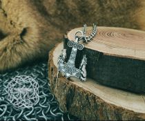 Raven & Wolf Thor Hammer Pendant. Sterling Silver Mjolnir Necklace.