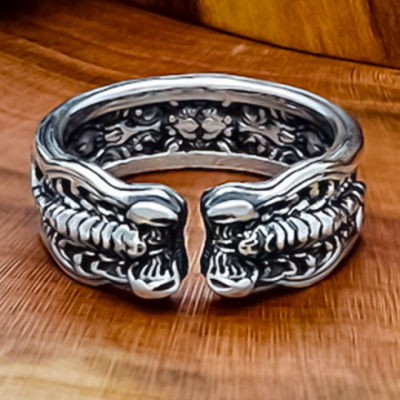 Handmade Sterling Silver Scorpion Ring. Biomechanical Animal Jewelry.
