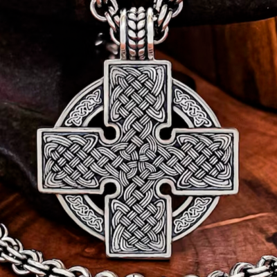 Sterling Silver Celtic Cross Pendant. Handmade Reversible Necklace.
