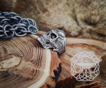 Handmade Sterling Silver Skull Ring. Biker Style Jewelry.