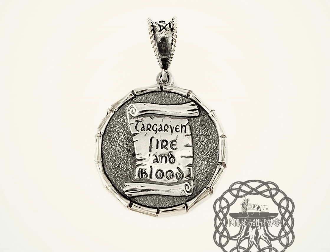 House Targaryen Pendant, Game of Thrones Pendant, Daenerys Targaryen Necklace, Sterling Silver Pendant, Dragon Necklace