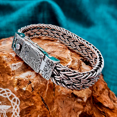 Mammen Style Viking Arm Ring. Handcrafted Sterling Silver Bracelet Inspired by Cammin Casket.