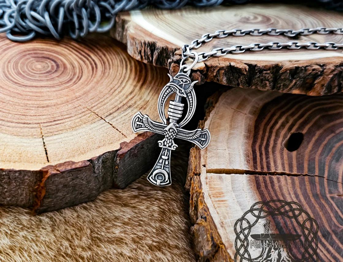 Handmade Sterling Silver Ankh Pendant. Egyptian Cross Necklace.