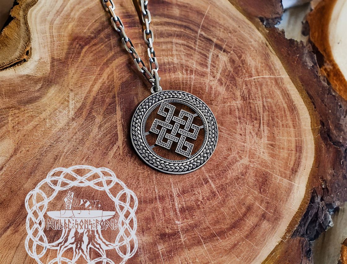 Elegant Endless Knot Pendant. Sterling Silver Handmade Necklace.