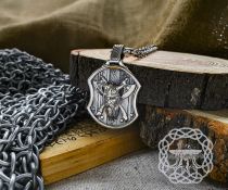 Handmade Sterling Silver Berserker Pendant. Viking Shield Necklace.