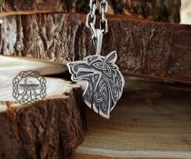Handmade Sterling Silver Celtic Wolf Necklace. Detailed Animal Design.