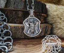 Handmade Sterling Silver Berserker Pendant. Viking Shield Necklace.