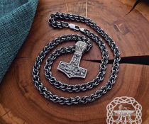 Handmade Black Sterling Silver Viking Chain. Authentic Norse Necklace.