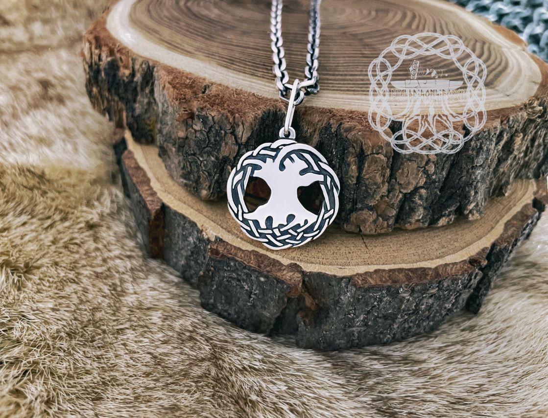 Sterling Silver Yggdrasil Necklace. Norse Viking Pendant.