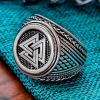 Sterling Silver Valknut Ring. Artisan Handmade Viking Design.