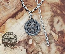 Handmade Sterling Silver Viking Shield Knot Pendant Necklace