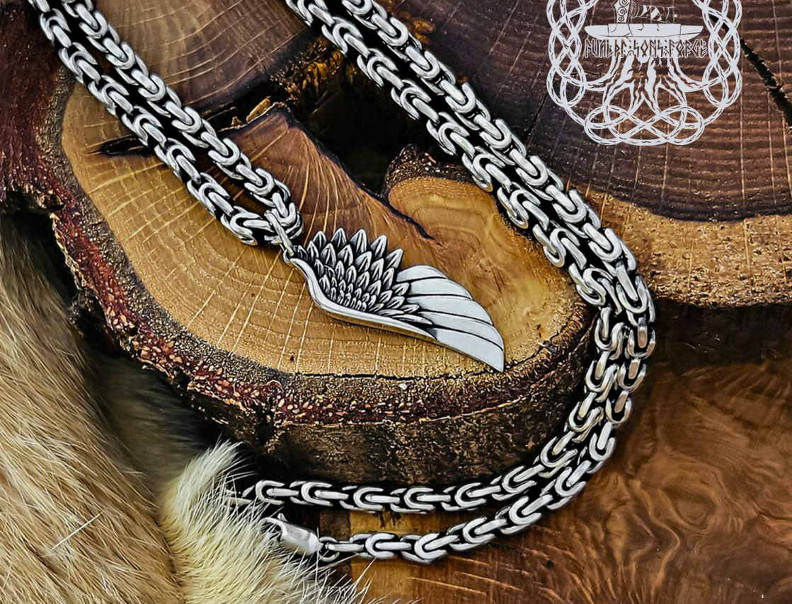 Handmade Sterling Silver Wing Necklace. Eagle Feather Pendant.