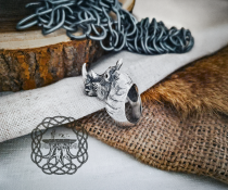 Handmade Sterling Silver Rhinoceros Head Ring. Biker Animal Jewelry.