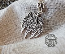 Sterling Silver Bear Paw Pendant. Viking Berserker Necklace.
