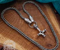 Authentic Wolf Head Filigree Viking Necklace Replica from Gotland. Sterling Silver Norse Chain.