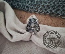 Sterling Silver Bison Head Ring. Handmade Animal Jewelry.