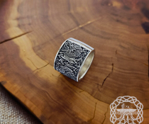 Mammen Style Sterling Silver Viking Ring. Cammin Casket Design.