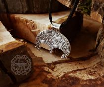 Handmade Sterling Silver Viking Lunula Pendant. Norse Amulet Necklace.