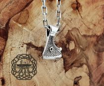Handcrafted Viking Axe Necklace. Sterling Silver Norse Pendant.