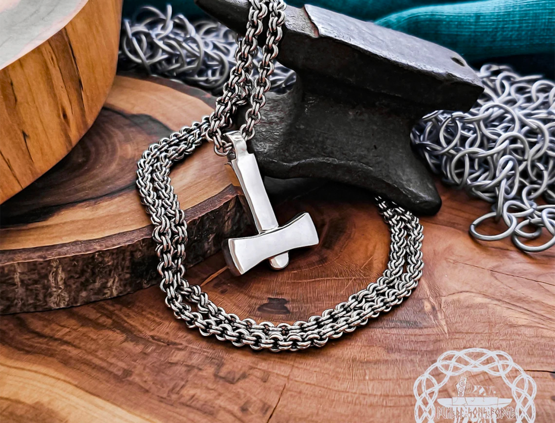 Handmade Sterling Silver Viking Chain. Norse Replica Necklace.