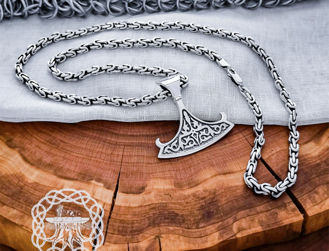 Stylized Sterling Silver Anchor Chain Necklace