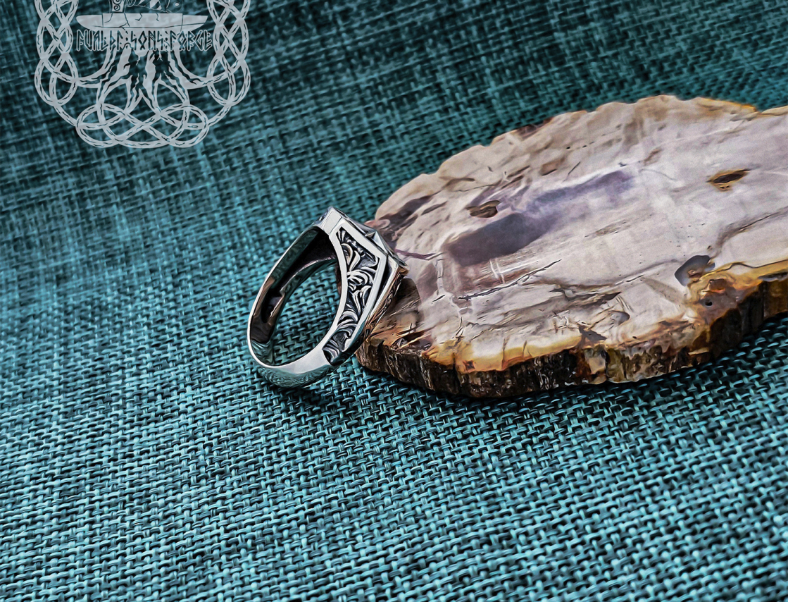 Sterling Silver Wind Rose Signet Ring. Handmade Compass Jewelry.