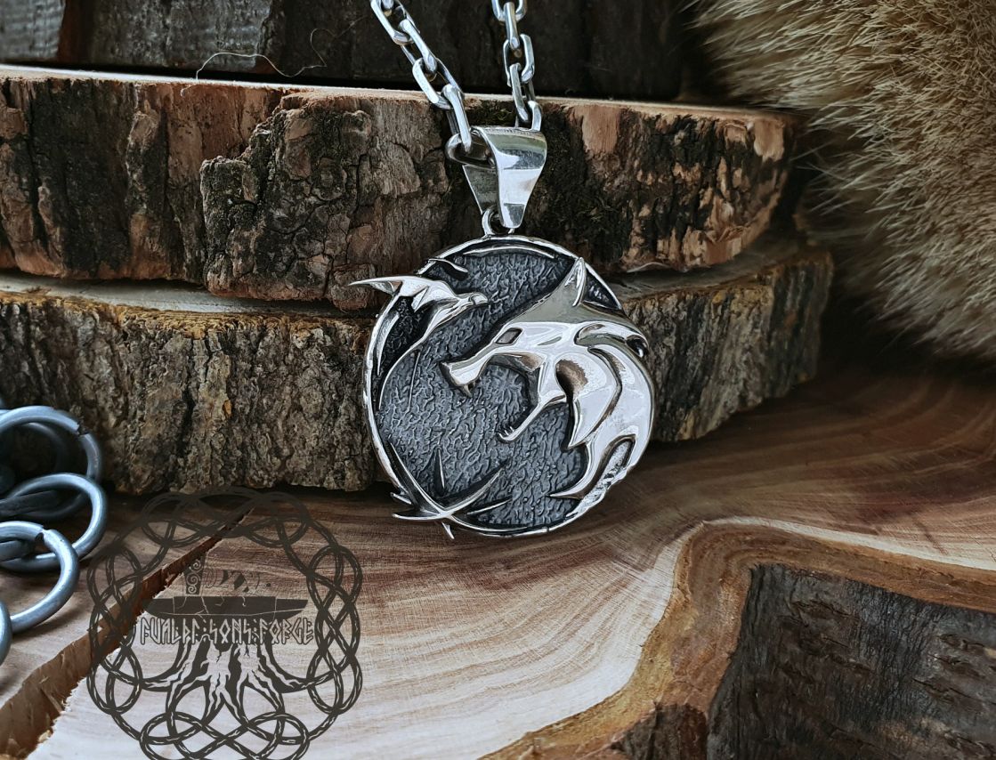 Wolf School Medallion Wolf Pendant Sterling Silver Cosplay Pendant Witcher Wolf School Necklace Witcher Medallion Witcher Pendant