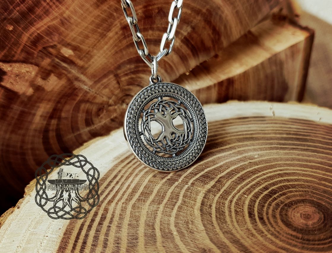 Handmade Sterling Silver Yggdrasil Pendant. Norse Viking Necklace.