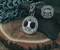 Handmade Sterling Silver Yggdrasil Pendant. Norse Viking Tree of Life Necklace.