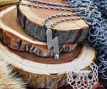 Handmade Norse Viking Sowilo Rune Wolf Pendant. Sterling Silver Runic Necklace.