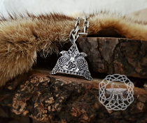 Sterling Silver Odins Ravens Pendant. Featuring Valknut and Odins Horn Symbols.