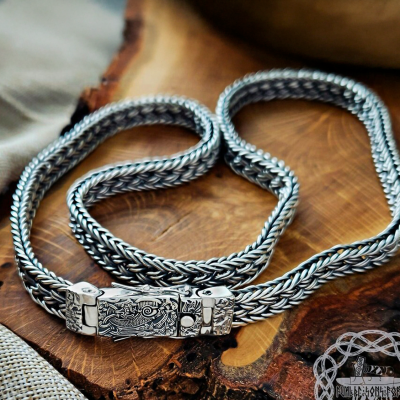 Sterling Silver Viking Chain Necklace. Authentic Mammen Design.
