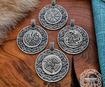 Handmade Sterling Silver Viking Vegvisir Pendant. Urnes Style Necklace.