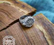 Sterling Silver Viking Helm of Awe Ring. Handmade Skull Design.