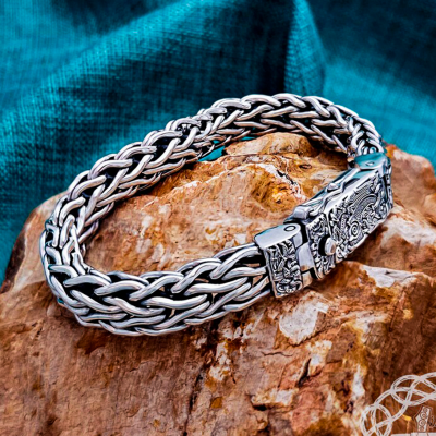 Mammen Style Sterling Silver Viking Bracelet. Based on the Cammin Casket.