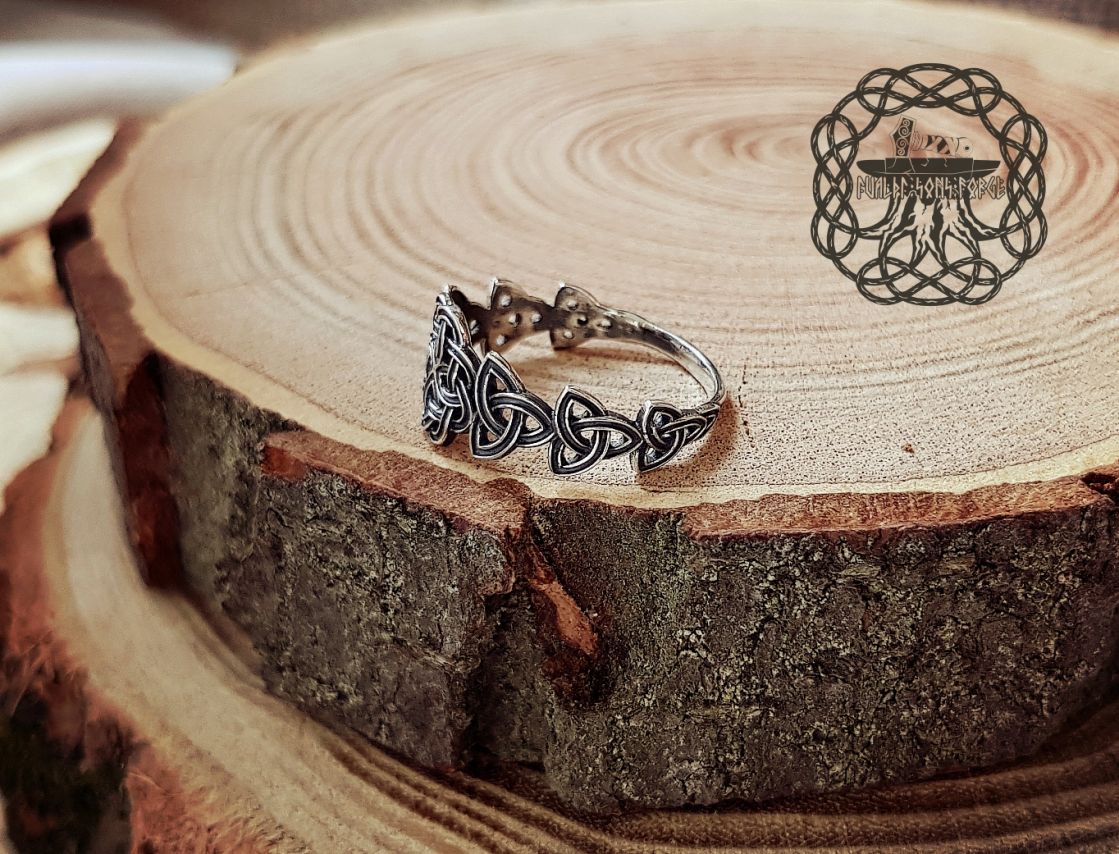 Handmade Sterling Silver Celtic Knot Ring. Triskele Artisan Design.