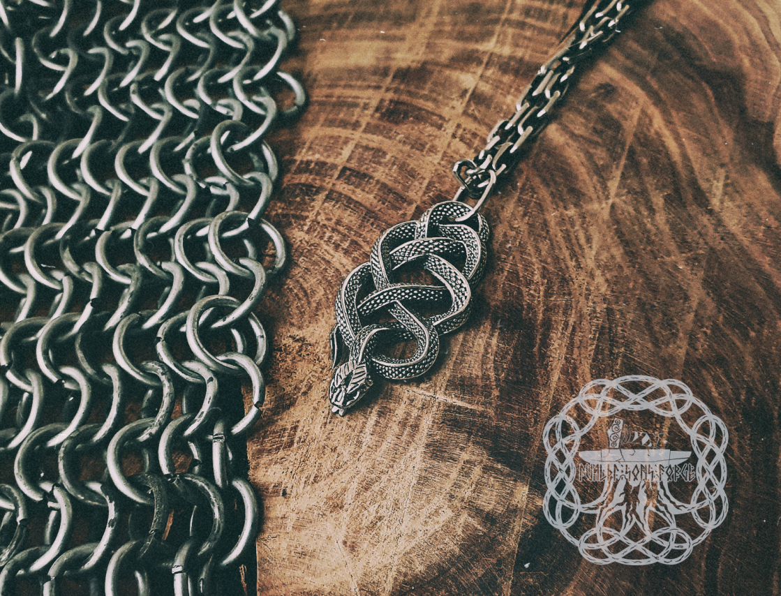 Handmade Sterling Silver Viper School Medallion. Witcher Snake Pendant.