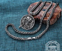 Handmade Sterling Silver Odin Necklace. Viking Raven Design.