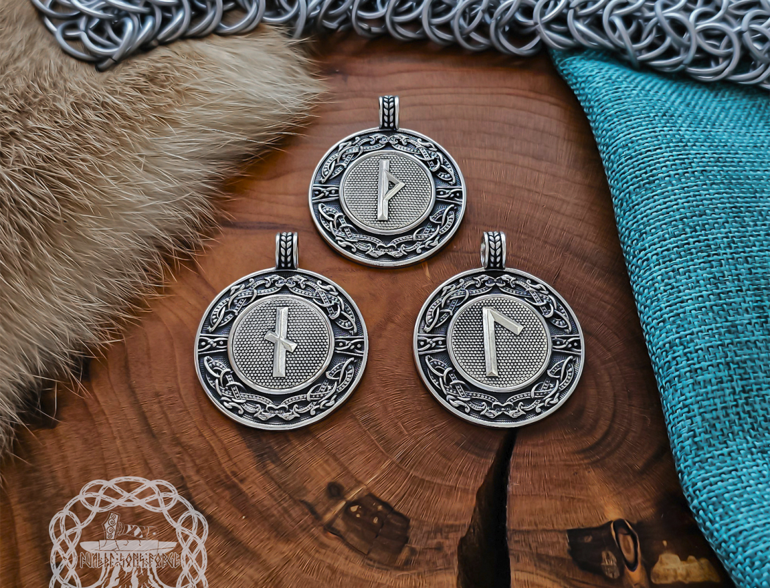 Handmade Sterling Silver Viking Rune Necklace. Urnes Style Pendant.