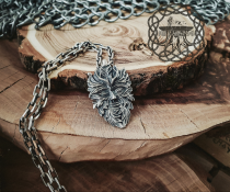 Sterling Silver Green Man Pendant. Handmade Celtic Necklace.