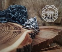 Handmade Sterling Silver Marine Skull Ring. Artisan Wind Rose and Anchor Design.