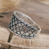 Mesh Ring Sterling Silver Grid ring Silver Ring Women Ring