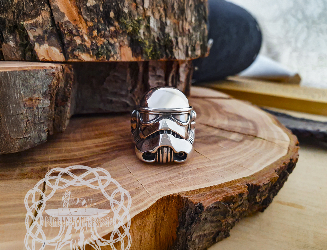 Handmade Sterling Silver Stormtrooper Ring. Star Wars Inspired Jewelry.