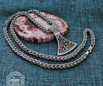 Mammen Style Viking Axe Pendant. Sterling Silver Norse Jewelry.