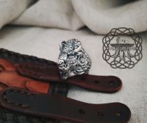 Sterling Silver Bison Head Ring. Handmade Animal Jewelry.