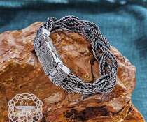 Handmade Sterling Silver Viking Bracelet. Featuring Mammen Style Cammin Casket Ornament.