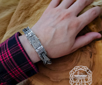 Handmade Sterling Silver Viking Bracelet. Featuring Mammen Style Cammin Casket Ornament.