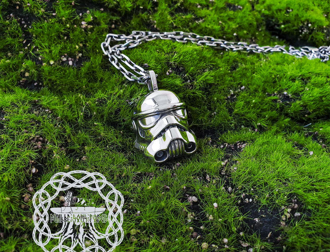 Handmade Sterling Silver Stormtrooper Pendant. Star Wars Necklace.