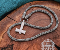 Sterling Silver Wolf Head Viking Chain. Handmade Authentic Jewelry Necklace.