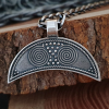 Viking Lunula Pendant Necklace in Sterling Silver. Womens Amulet Jewelry.
